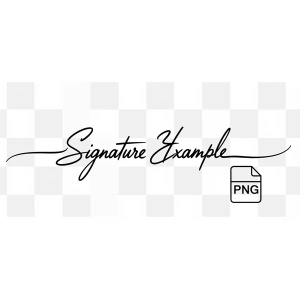Cursive signature PNG with transparent background example