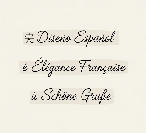 Collage of cursive text in Spanish, French, and German