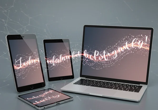 Stylish text transforming on multiple digital devices.