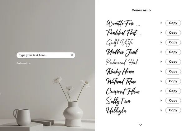 User converting text to cursive on an online generator