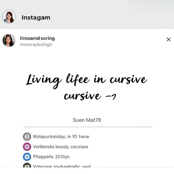 Ejemplo de fuente cursiva correctamente pegada en la biografía de Instagram