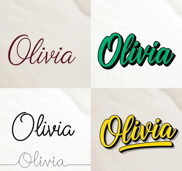 Collage of the name 'Olivia' in different cursive styles