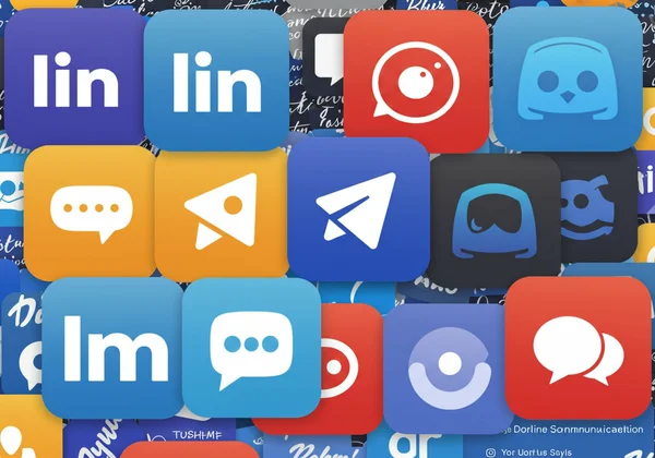 Various social media icons with fancy text elements.