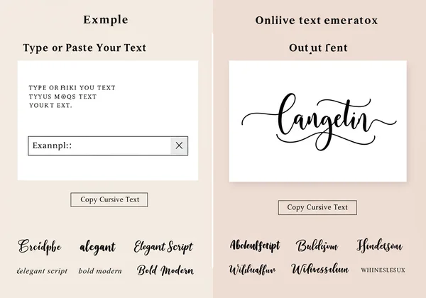 Screenshot of the cursive text generator tool