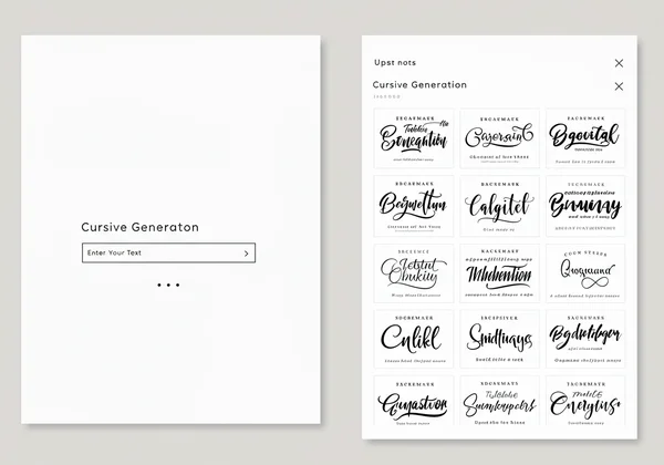 Screenshot of cursive generator interface with text styles