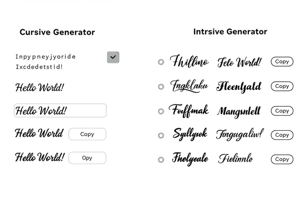 Screenshot of a cursive font generator tool in use